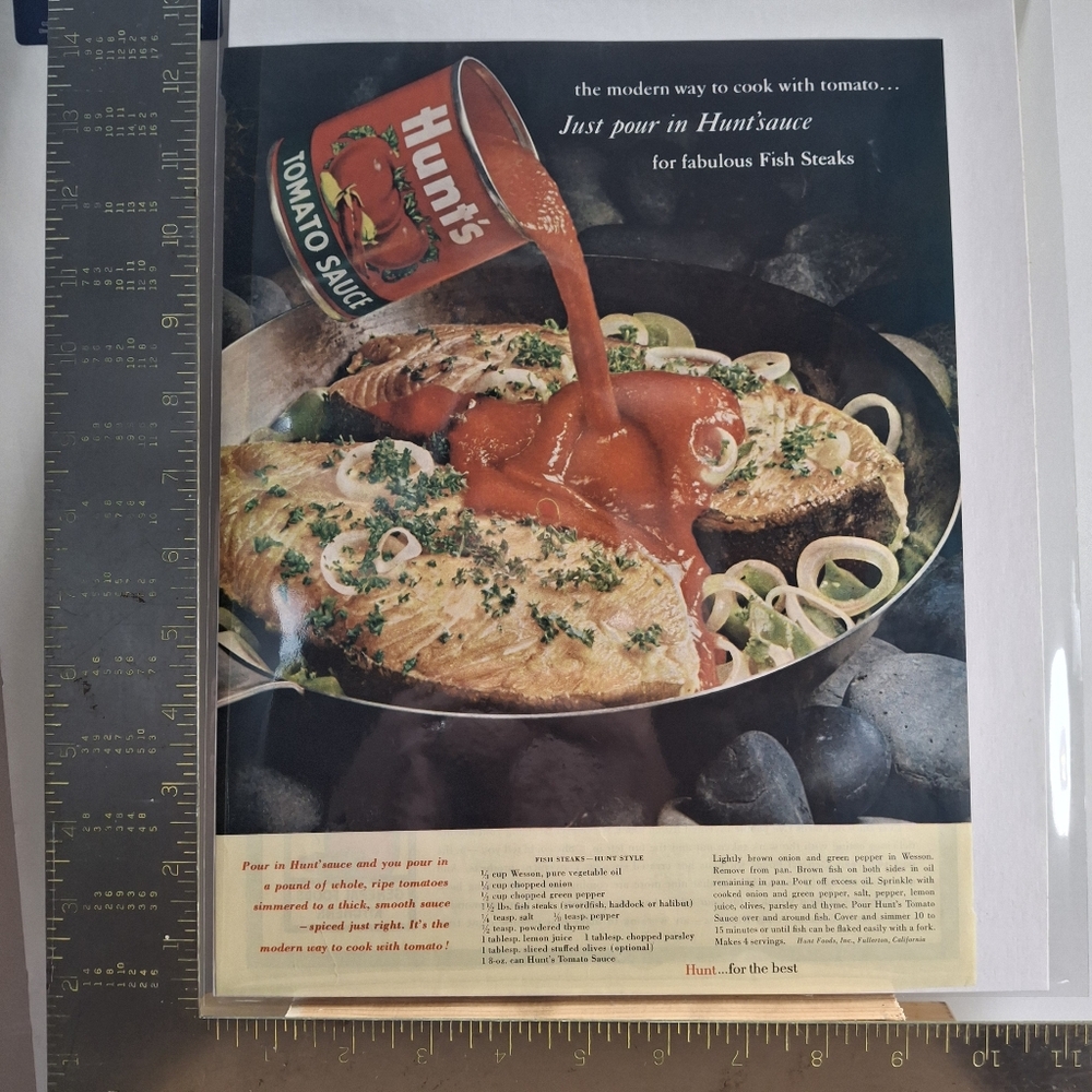 Vintage Hunt's Tomato Sauce Ad Print - Red, White